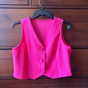 Vibrant Pink Buttoned Women's Vest